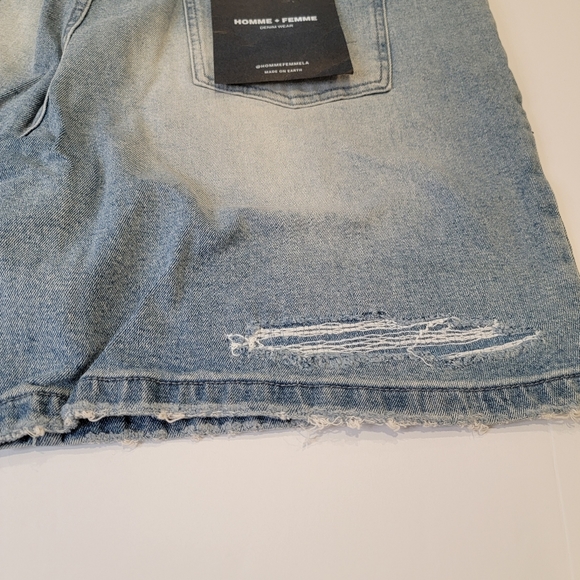 Homme + Femme Men'S Denim Logo Painted Distressed Shorts Size 42 NEW! - Picture 11 of 14